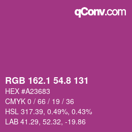 カラーコード: RGB 162.1 54.8 131 | qconv.com