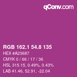 カラーコード: RGB 162.1 54.8 135 | qconv.com