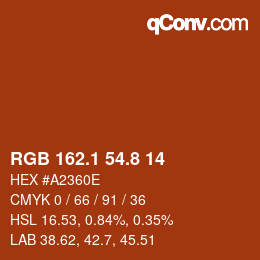 Color code: RGB 162.1 54.8 14 | qconv.com