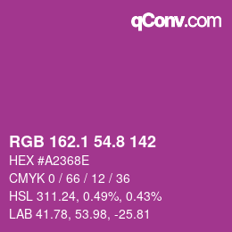 カラーコード: RGB 162.1 54.8 142 | qconv.com