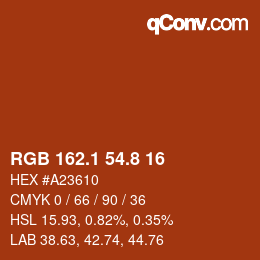 カラーコード: RGB 162.1 54.8 16 | qconv.com