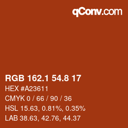 Color code: RGB 162.1 54.8 17 | qconv.com