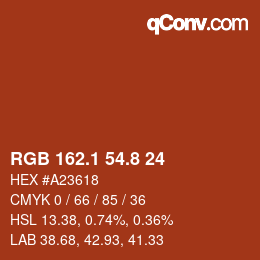Farbcode: RGB 162.1 54.8 24 | qconv.com
