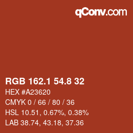 Color code: RGB 162.1 54.8 32 | qconv.com