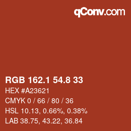 Color code: RGB 162.1 54.8 33 | qconv.com