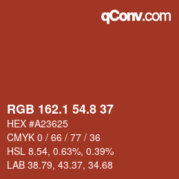Color code: RGB 162.1 54.8 37 | qconv.com