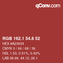 Color code: RGB 162.1 54.8 52 | qconv.com