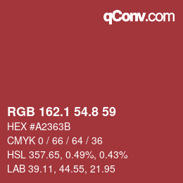 カラーコード: RGB 162.1 54.8 59 | qconv.com