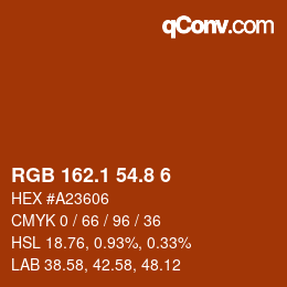 カラーコード: RGB 162.1 54.8 6 | qconv.com
