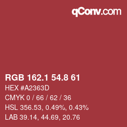 カラーコード: RGB 162.1 54.8 61 | qconv.com