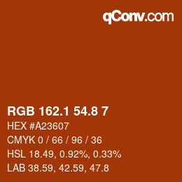 Color code: RGB 162.1 54.8 7 | qconv.com