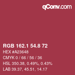 カラーコード: RGB 162.1 54.8 72 | qconv.com