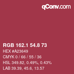 カラーコード: RGB 162.1 54.8 73 | qconv.com