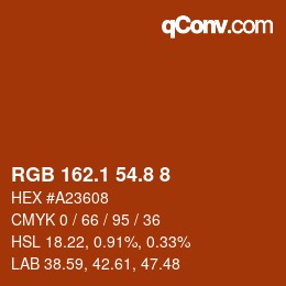 Color code: RGB 162.1 54.8 8 | qconv.com