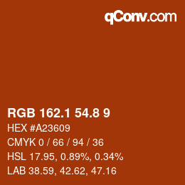 カラーコード: RGB 162.1 54.8 9 | qconv.com