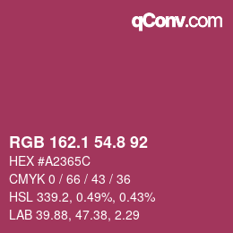カラーコード: RGB 162.1 54.8 92 | qconv.com