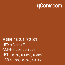 Color code: RGB 162.1 72 31 | qconv.com