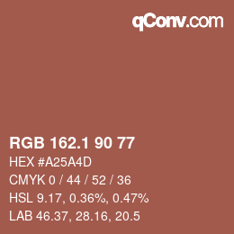 カラーコード: RGB 162.1 90 77 | qconv.com