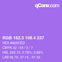 カラーコード: RGB 162.3 108.4 237 | qconv.com