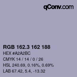 カラーコード: RGB 162.3 162 188 | qconv.com
