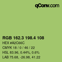 カラーコード: RGB 162.3 198.4 108 | qconv.com
