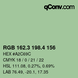 カラーコード: RGB 162.3 198.4 156 | qconv.com