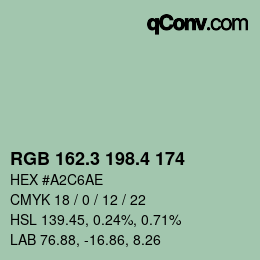 カラーコード: RGB 162.3 198.4 174 | qconv.com