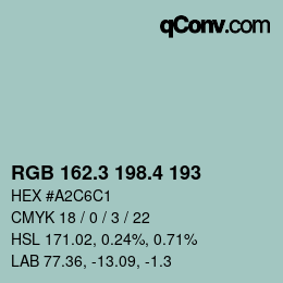 カラーコード: RGB 162.3 198.4 193 | qconv.com