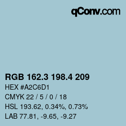 カラーコード: RGB 162.3 198.4 209 | qconv.com