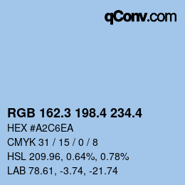 カラーコード: RGB 162.3 198.4 234.4 | qconv.com