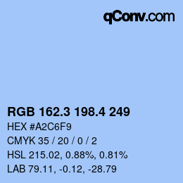 カラーコード: RGB 162.3 198.4 249 | qconv.com
