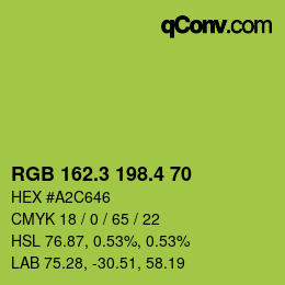 カラーコード: RGB 162.3 198.4 70 | qconv.com