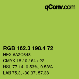 カラーコード: RGB 162.3 198.4 72 | qconv.com