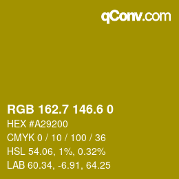 カラーコード: RGB 162.7 146.6 0 | qconv.com