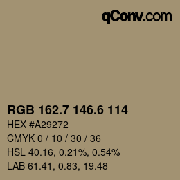 カラーコード: RGB 162.7 146.6 114 | qconv.com
