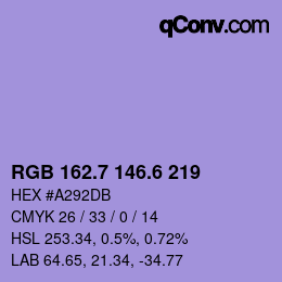 カラーコード: RGB 162.7 146.6 219 | qconv.com
