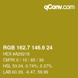 カラーコード: RGB 162.7 146.6 24 | qconv.com