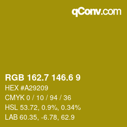 カラーコード: RGB 162.7 146.6 9 | qconv.com