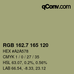 カラーコード: RGB 162.7 165 120 | qconv.com