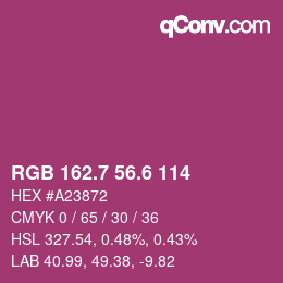 カラーコード: RGB 162.7 56.6 114 | qconv.com
