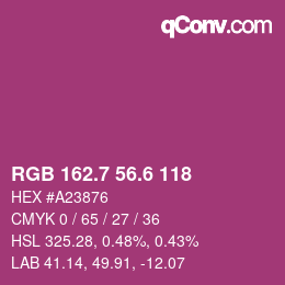 カラーコード: RGB 162.7 56.6 118 | qconv.com