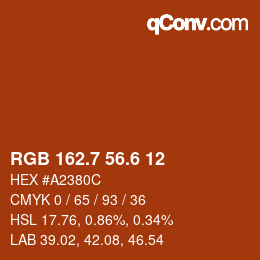 カラーコード: RGB 162.7 56.6 12 | qconv.com