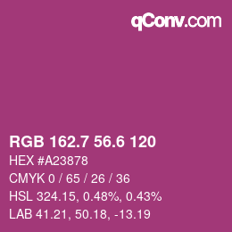 カラーコード: RGB 162.7 56.6 120 | qconv.com