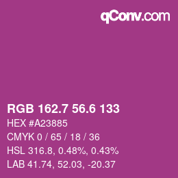 カラーコード: RGB 162.7 56.6 133 | qconv.com