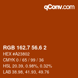 カラーコード: RGB 162.7 56.6 2 | qconv.com