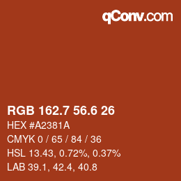 カラーコード: RGB 162.7 56.6 26 | qconv.com