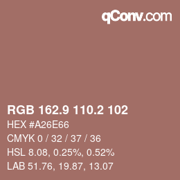Color code: RGB 162.9 110.2 102 | qconv.com