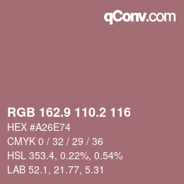 Color code: RGB 162.9 110.2 116 | qconv.com