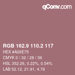 カラーコード: RGB 162.9 110.2 117 | qconv.com