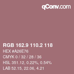 カラーコード: RGB 162.9 110.2 118 | qconv.com